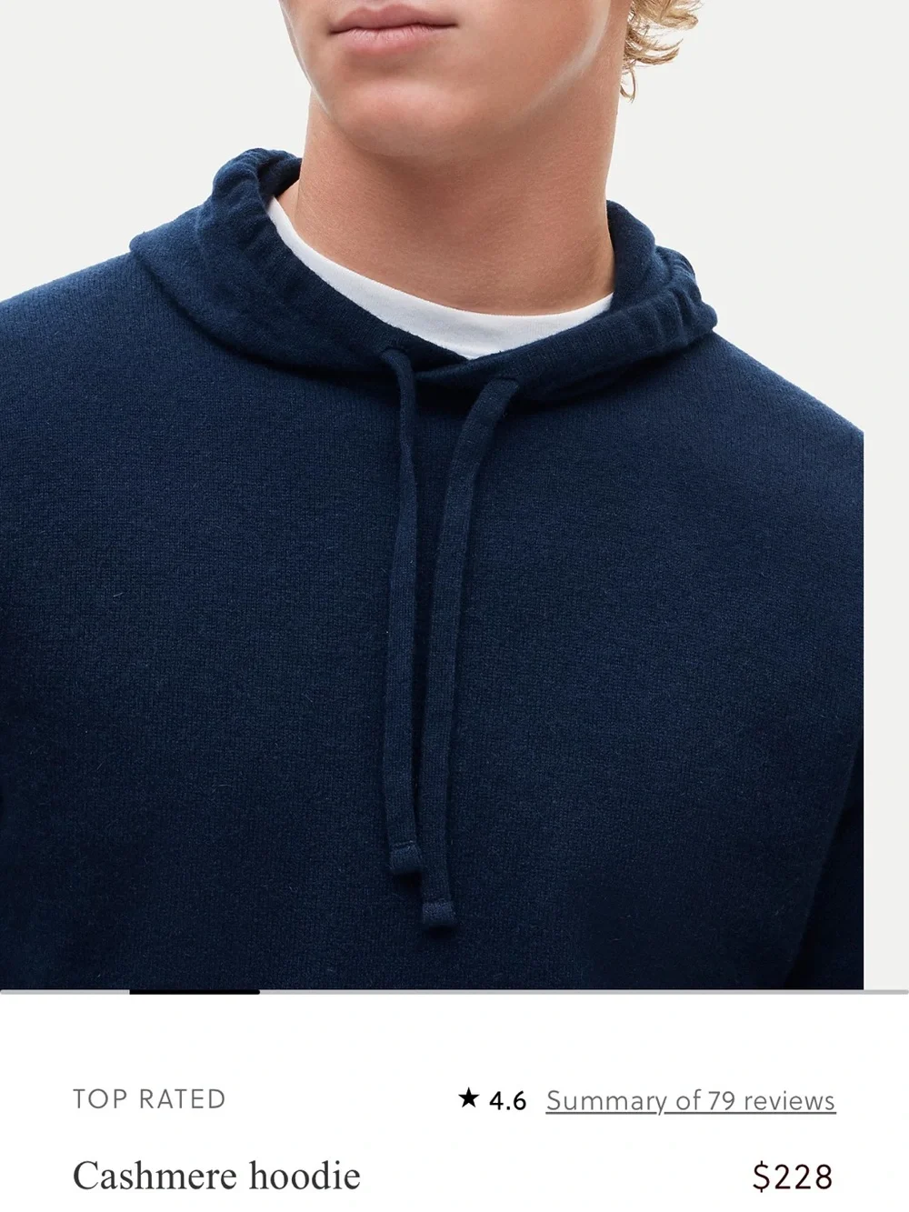 J. Crew 100% cashmere Navy Crewneck Hoodie Sweater Medium